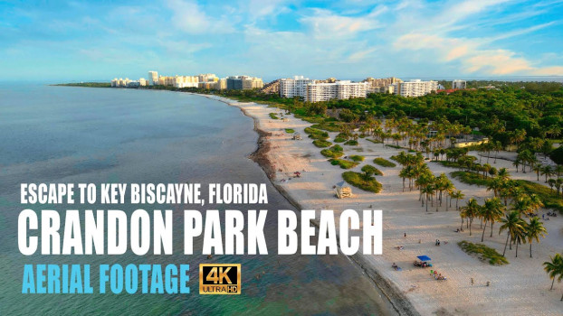 Crandon Park Beach, Key Biscayne, Florida - Aerial Drone Beauty in 4K 🌴 🚁🏝️🌅🌊
