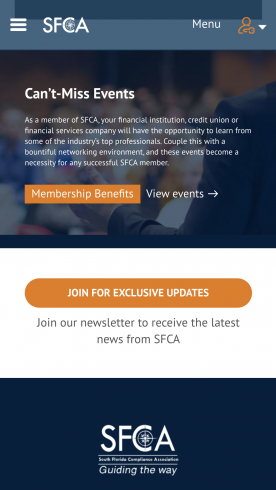 South Florida Compliance Association mobile design