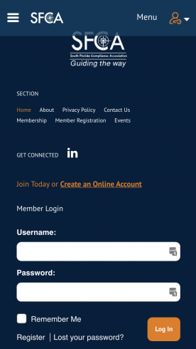 South Florida Compliance Association mobile design