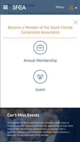 South Florida Compliance Association mobile design